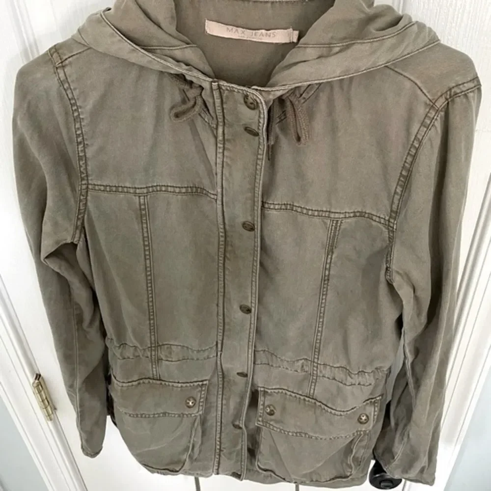 Max Jeans Drawstring Hooded Utility Jacket - Picture 1 of 11